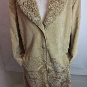 Merona Vintage Sz 3X Beige Brocade Belted Coat